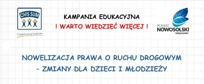 NOWELIZACJA PRAWA O RUCHU DROGOWYM – ZMIANY DLA DZIECI I MŁODZIEŻY